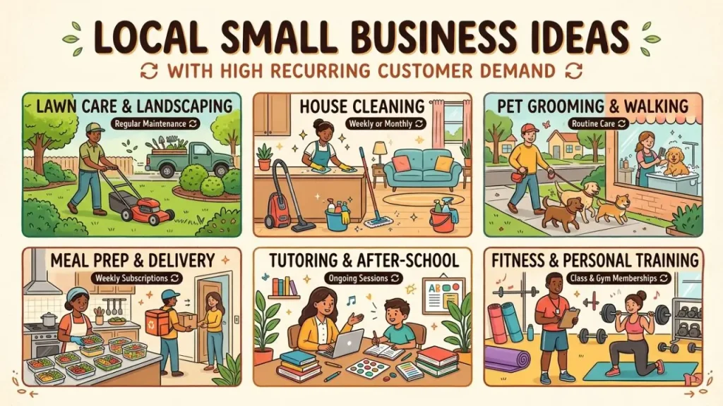 Local small business ideas with recurring customer demand I AI Generated