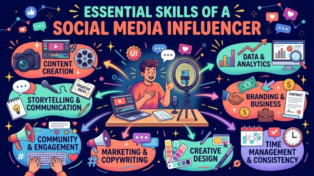 Skills needed to become a successful social media influencer I AI Generated